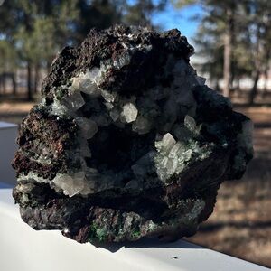 Natural Geode Art Piece Approximately 7” x 7” weight approximately 6 1/2 pounds.